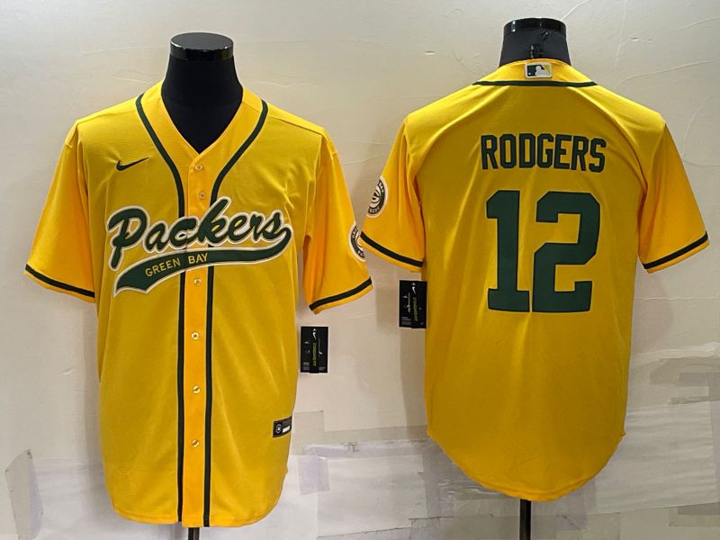 Men Green Bay Packers #12 Rodgers Yellow 2022 Nike Co branded NFL Jersey->green bay packers->NFL Jersey